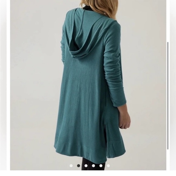 Athleta Oversized Harmony Pose Wrap Ribbed Hoodie Cardigan Teal Size XXS - Picture 2 of 7